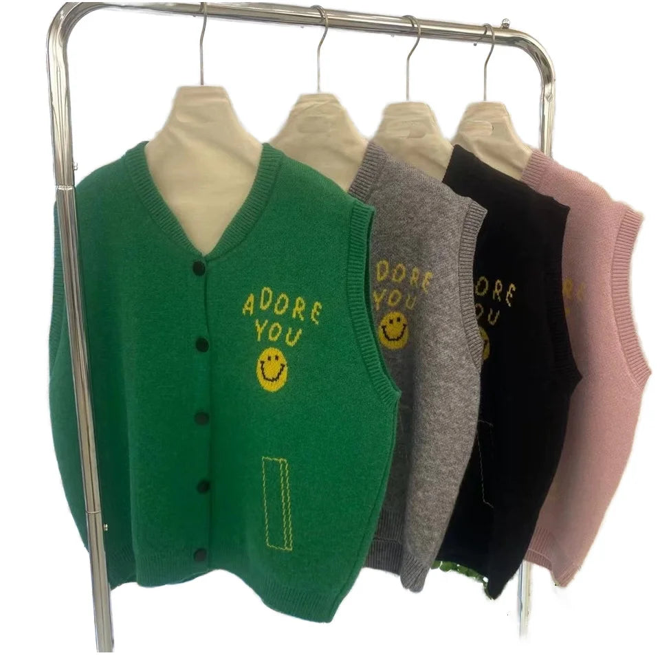 High Quality Knit Sweater Manufacturer Autumn Knit Vest Cardigan for Women School Uniforms Sweaters Vest for Girls