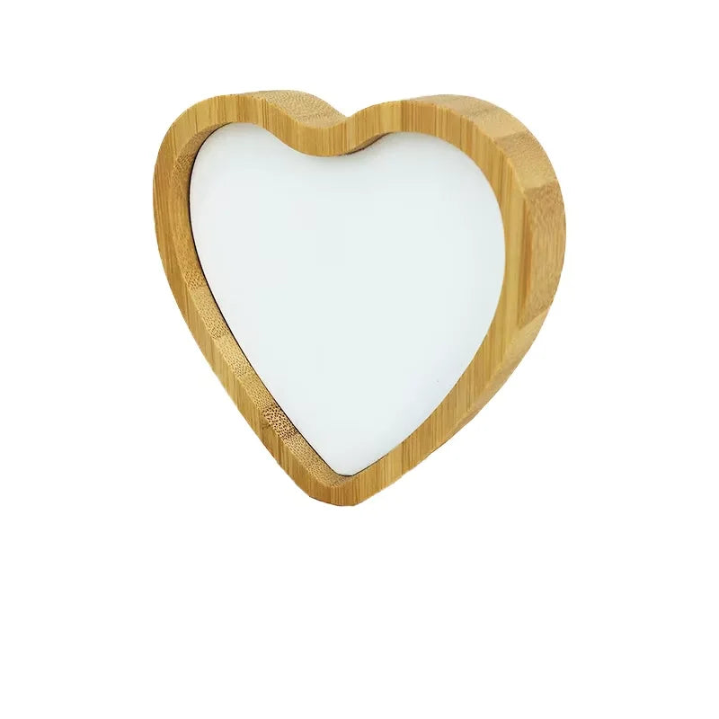 Home Decoration Heart-shaped Sublimation Wood Blanks Picture Frames Thermal Transfer Printing Bamboo Photo Frame