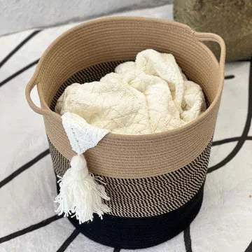 Collapsible Large Capacity Dirty Clothes Hamper Nursery Woven Cotton Rope Laundry Storage Basket for Organizing Cleaning
