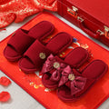 2023 New Design Winter Festive Couple Red Indoor Home slippers Non-slip Pvc Sole Comfortable Wedding Shoes for Bride