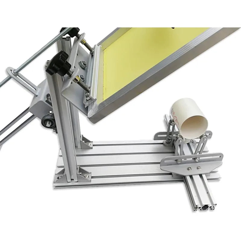 Desktop single color screen printing machine for cylindrical and conical objects