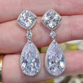 CAOSHI Cushion Pear Cut Cubic Zirconia Earrings Women Shiny Imitate Moissanite Dangle Drop Bridal Pendant Earrings for Wedding