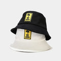 Unisex Twill Cotton Black White Sun Beach Logo Hat Bob Bucket Style with Printed Pattern for Fishing Travel Made Silk Canvas