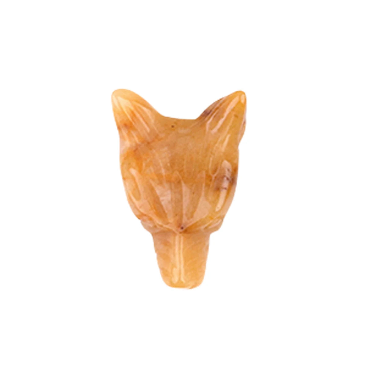 Compact 1.0 INCH Handmade Craved Yellow Jade Natural Stone Wolf Head Ornament Decoration Healing Stone Unisex Crafits for Gifts