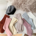 Wool Socks Women's Winter Mid-calf Socks Thickened Warm Japanese Solid Color Cashmere Crew Socks Ins Trendy