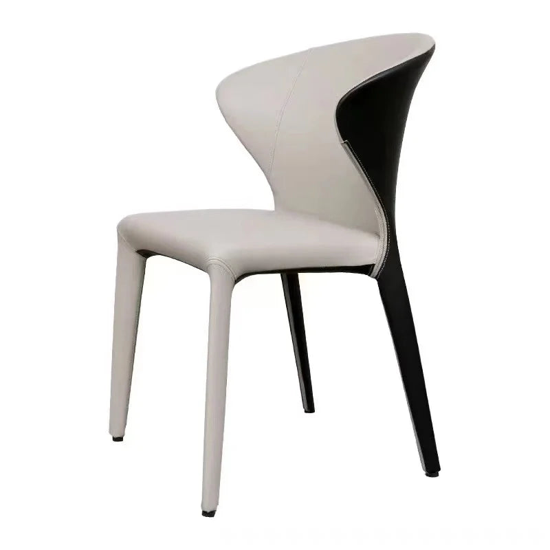 Leisure Chair in Leather Dining Chair White Black Colour Modern Curved New Design Metal Stainless Steel Fabric Living Room Chair
