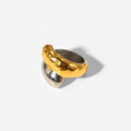 High Polish Stainless Steel Punk Connected Color Cross Ring Jewelry Smooth Silver Gold Connect Crossed Finger Rings for Party