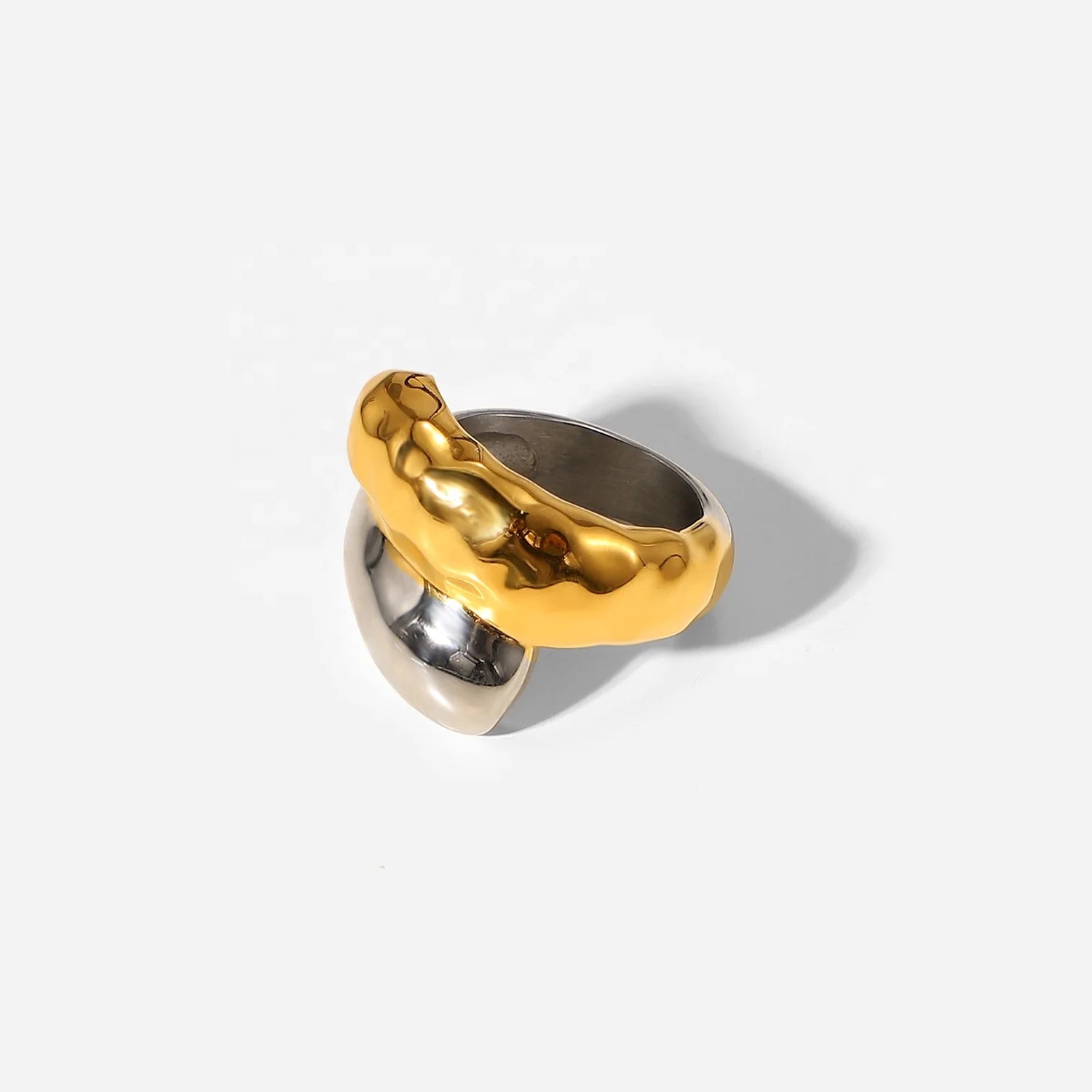 High Polish Stainless Steel Punk Connected Color Cross Ring Jewelry Smooth Silver Gold Connect Crossed Finger Rings for Party