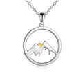 Wholesale Two Tone Plated Jewelry 925 Sterling Silver Sun and Mountain Necklace for Women