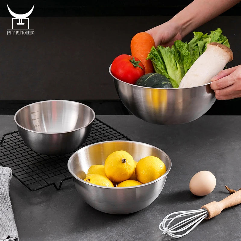 Factory Directly Salad Bowl Beat Eggs Basin with Scale Multifunction Kitchen Utensils Stainless Steel Mixing Bowl