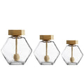 Wholesale Hexagonal Honey Pot 200ml 220ml 380ml Clear Custom Glass Honey Jar With Wooden Dipper Cork Lid Cover for Home Kitchen