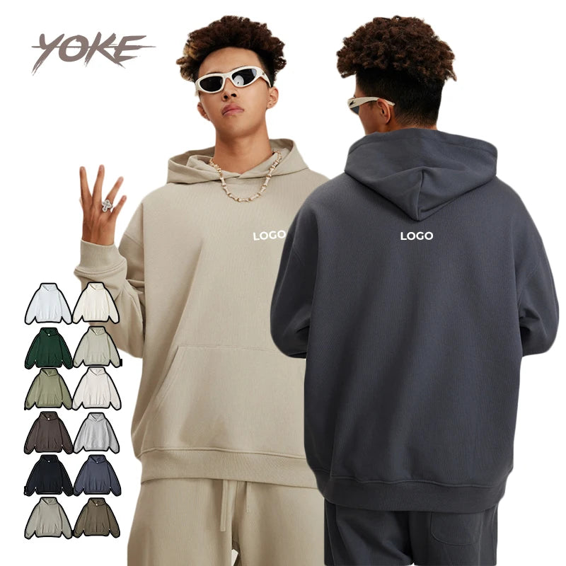 YK HeavyLight Warm Hot Sell Solid Color Trendy Men's Women's Unsex Woolen Waterproof Winter Hoodie Sweatshirt OEM&ODM Embroidery