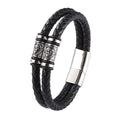 High Quality New Norse Mythology Viking Stainless Steel Men's Woven Leather Rope Bracelet Jewelry