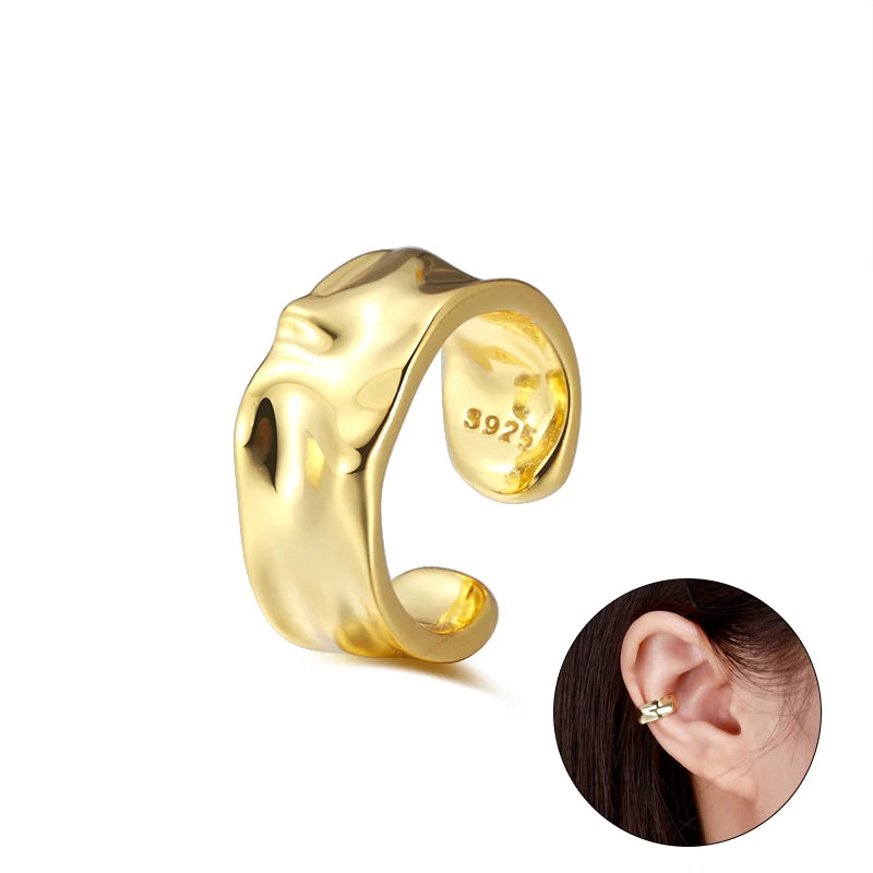 RINNTIN CL05 Silver 925 Ear Cuffs for Non-Pierced Ears Gold Ear Cuff Earrings for Women 1pc