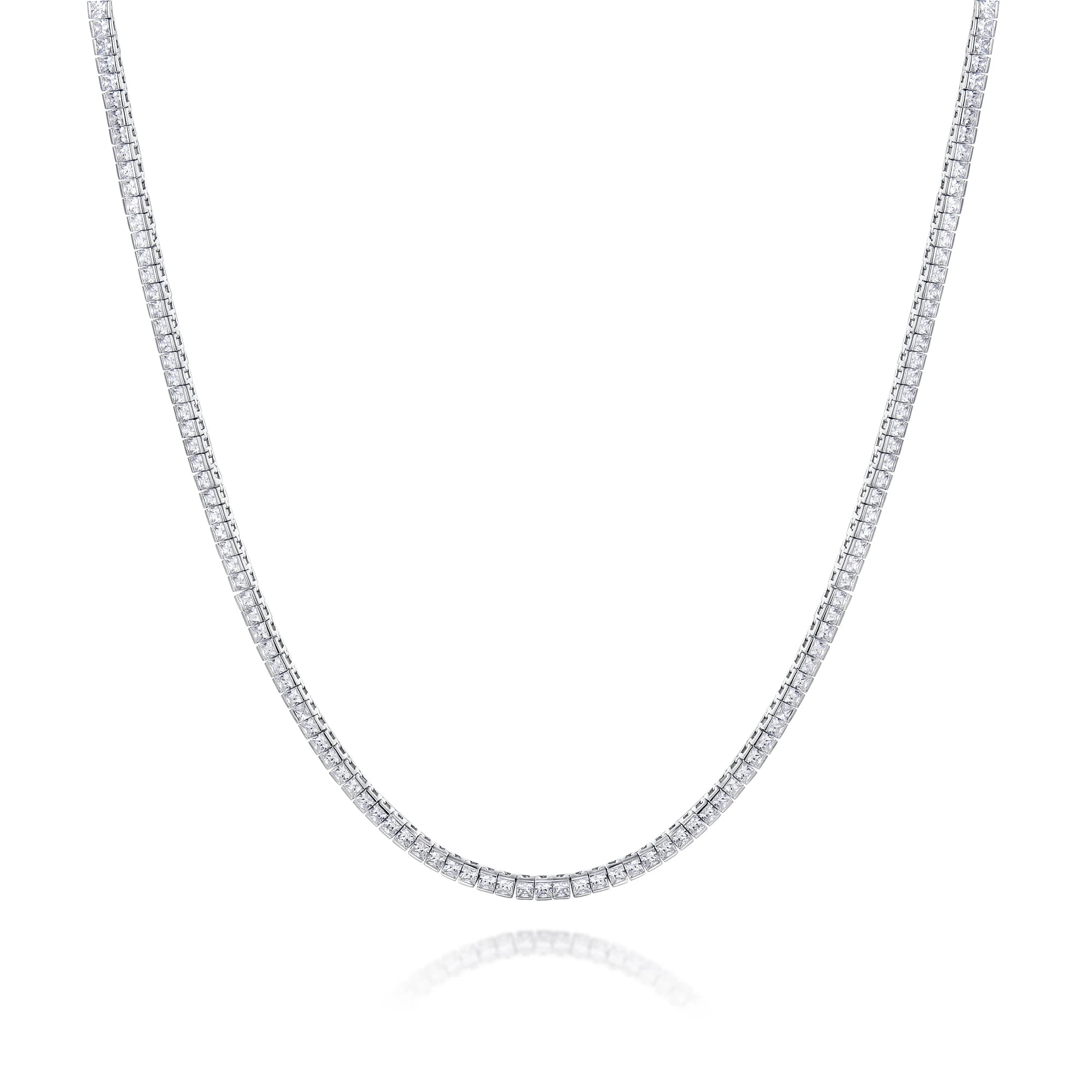 Wholesale Hot Selling  Cubic Zircon Tennis Chain Diamond Necklace Silver Plated Men Cuban Link Chain