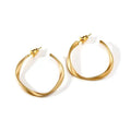 Simple Trendy 18K Gold-plated Stainless Steel Hoop Earrings with Hollow Irregular Design for Women