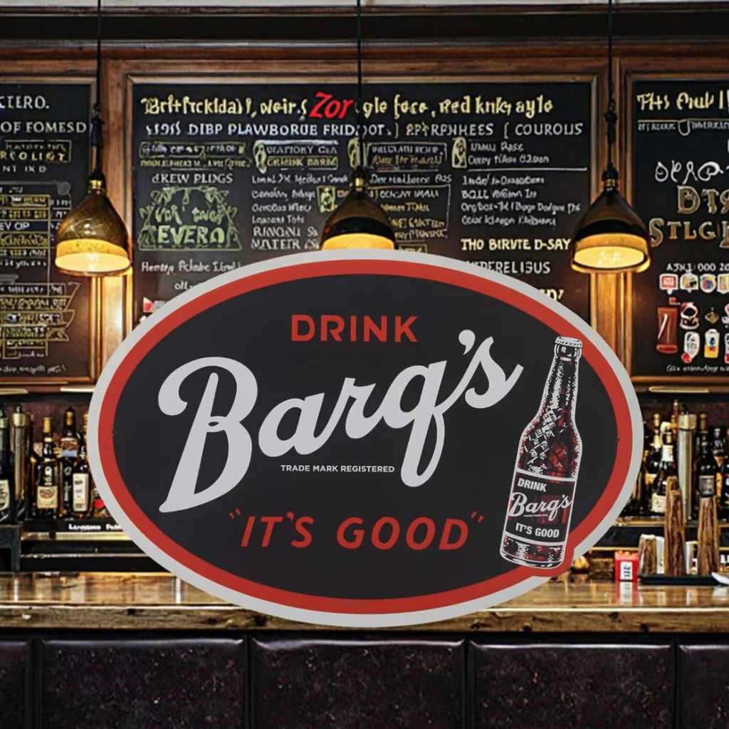 Barq's Root  Beer Metal Sign - Vintage Aluminum Sign Barq's Wall Decor for Kitchen or Bar