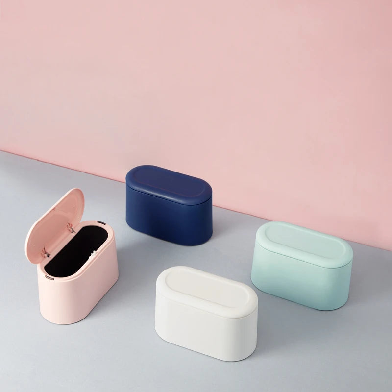 New Arrival Custom Logo Cute Hotel Household Mini Plastic Office Bathroom Kitchen Hotel Table Desktop Trash Can Garbage Bin