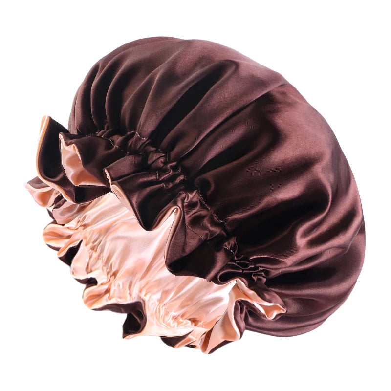 Factory Price Bonnets Flower Band Medium Size Double Layer Women Sleep Hats Satin Hair Bonnets