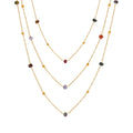 Delicate Jewelry 18K Gold PVD Plated Stainless Steel Natural Stone Station Necklace  for Girls Women Jewelry Gift
