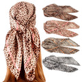 90*90cm New Square Leopard Grain Animal Print Polyester Silk Satin Shawl Hair Bands Print Foulard Hijab Wraps Bandana Headband