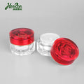 30g Hot Sale Ready Ship Skin Care Small Face Cream Red Rose Lid Flower Cap Cosmetic Jar Empty Customizable Color Face Cream