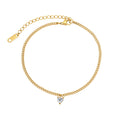 Chris April Fashion Jewelry 316L Stainless Steel Cute Heart Cz Charm Delicate Anklet for Girls