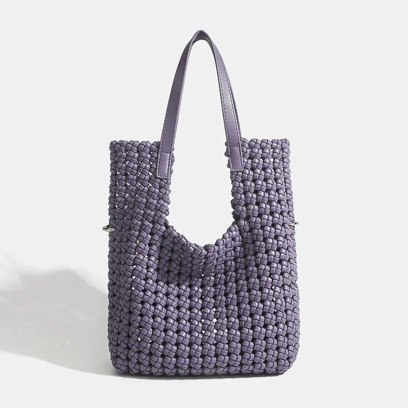 2025 Customize New Style Beach Nylon Woven Tote Handmade Portable Open Closure Crossbody Bag