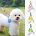 New Cotton Fleece Dog Harness and Leash Suit Heart Pattern Breathable Pet Harness Washable Leash Walking Dog Suit