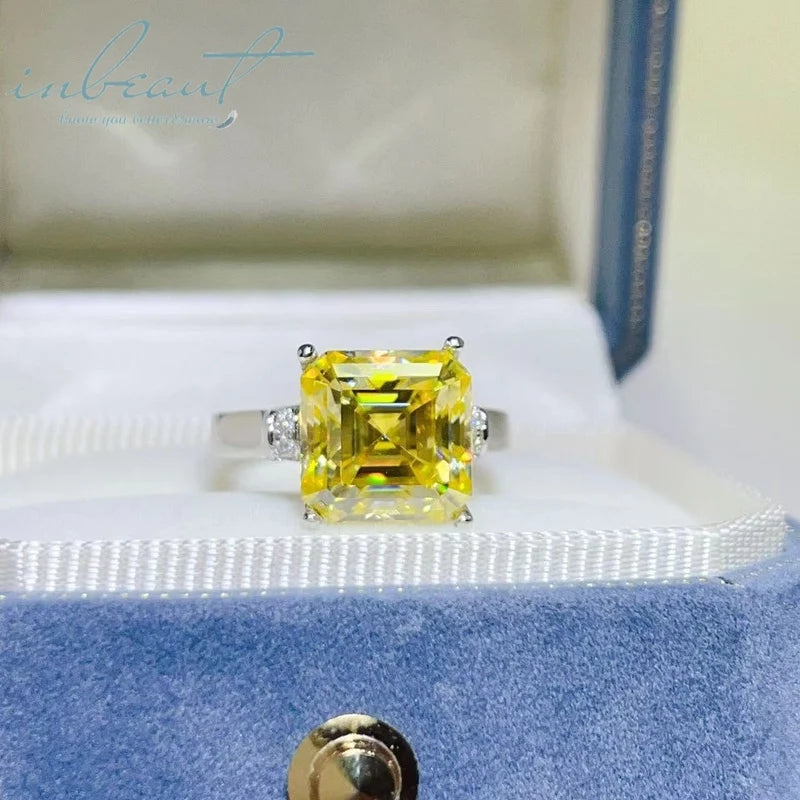 925 Silver Original 3 Carat Brilliant Ascher Cut Pass Diamond Test Sparkling D Color Moissanite Wedding Ring Women Fine Jewelry