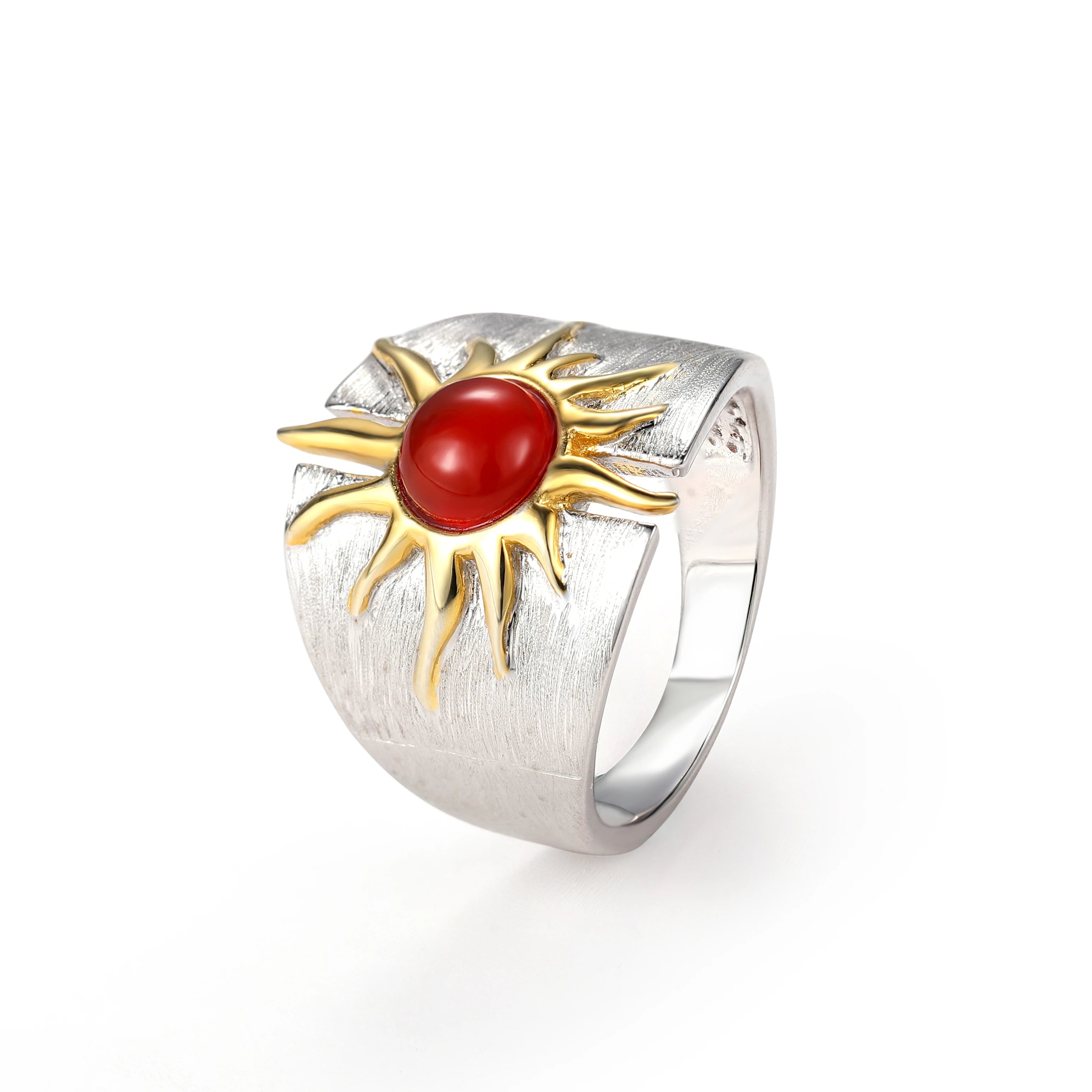 C7786 Abiding Round Cabochon Cut 6mm Natural Red Agate Greek Myths Sterling Silver Women Wedding Rings Jewelry Ring Designs