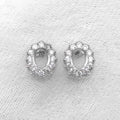 Sterling Silver 6*8mm Semi Mount Stud Earrings Empty Frame Support Blank Setting S925 Base Without Center Stone for DIY Inlay