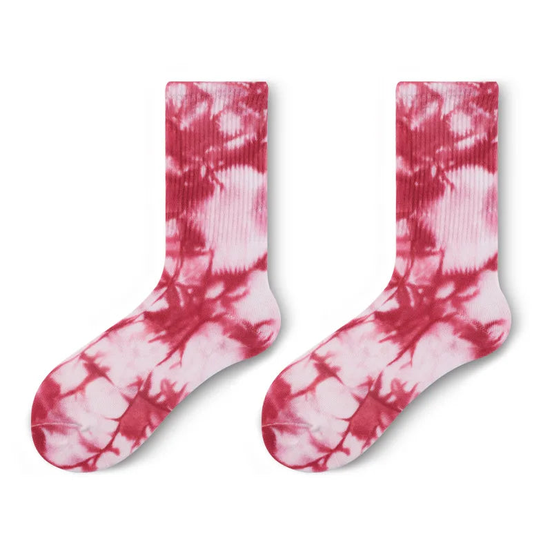 Men's and Women's High-Top Psychedelic Skateboard Socks Color-Changing Tie-Dye Gradient Psychedelic Graffiti Street Trend