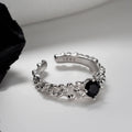 ICEBELA Jewelry Korean S925 Sterling Silver Gem Ring Female Light Luxury High-grade Texture Black Zircon Open Ring