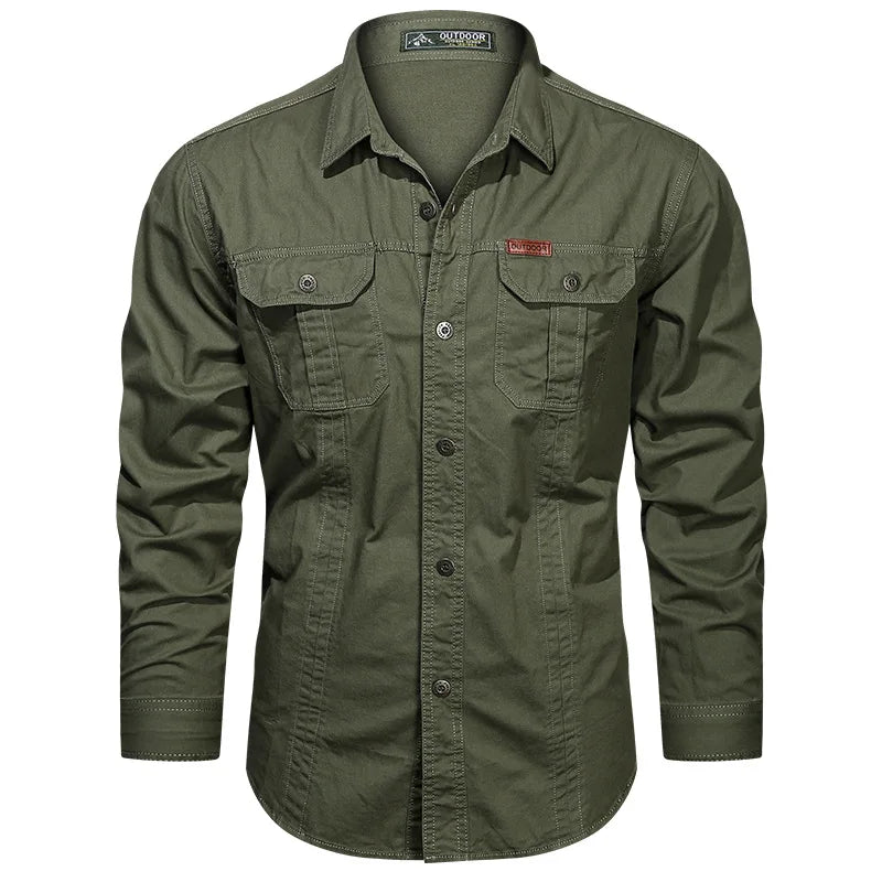 2025 Spring Autumn Men's Long-Sleeved Solid Color Shirt Young Middle-Aged Workwear Slim-Fit Jacke