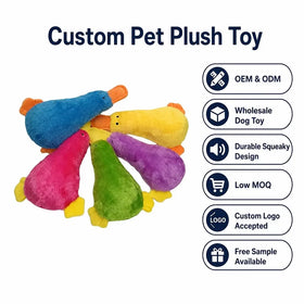Custom Pet Plush Toy Duck Shape Dog Plush Toy Grinding Teeth Cleaning Bite Resistant Chew Training Cat Squeaky Toy