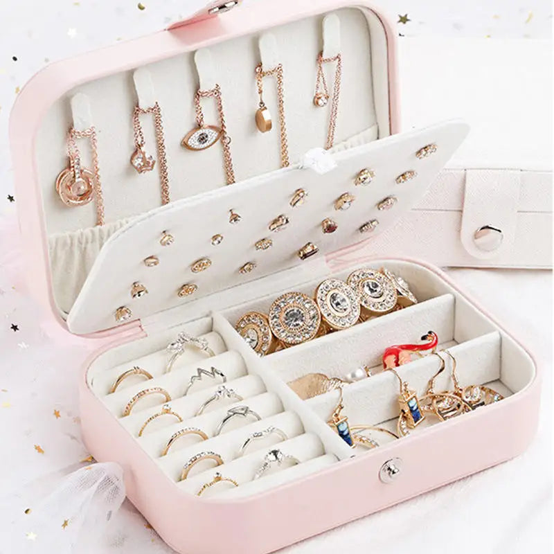 Hot Selling Rings Earrings Necklaces Pu Material Jewelry Organizer Box Jewelry Storage Case for Girl