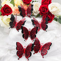 6PCS Butterfly Wall Decals Removable 3D Red Butterflies Sticker Double Side for Home Bedroom Kids Room Decor Valentine's Day
