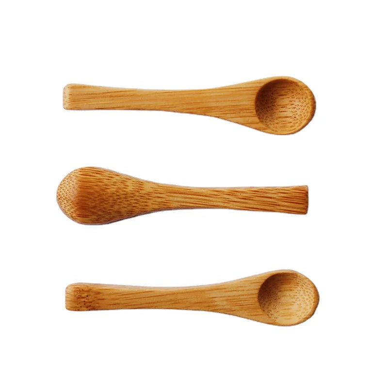 Eco-friendly Natural Wood Scoop Small Bamboo Ice Cream Honey Spoons 7 cm Mini Bamboo Wooden Spoon