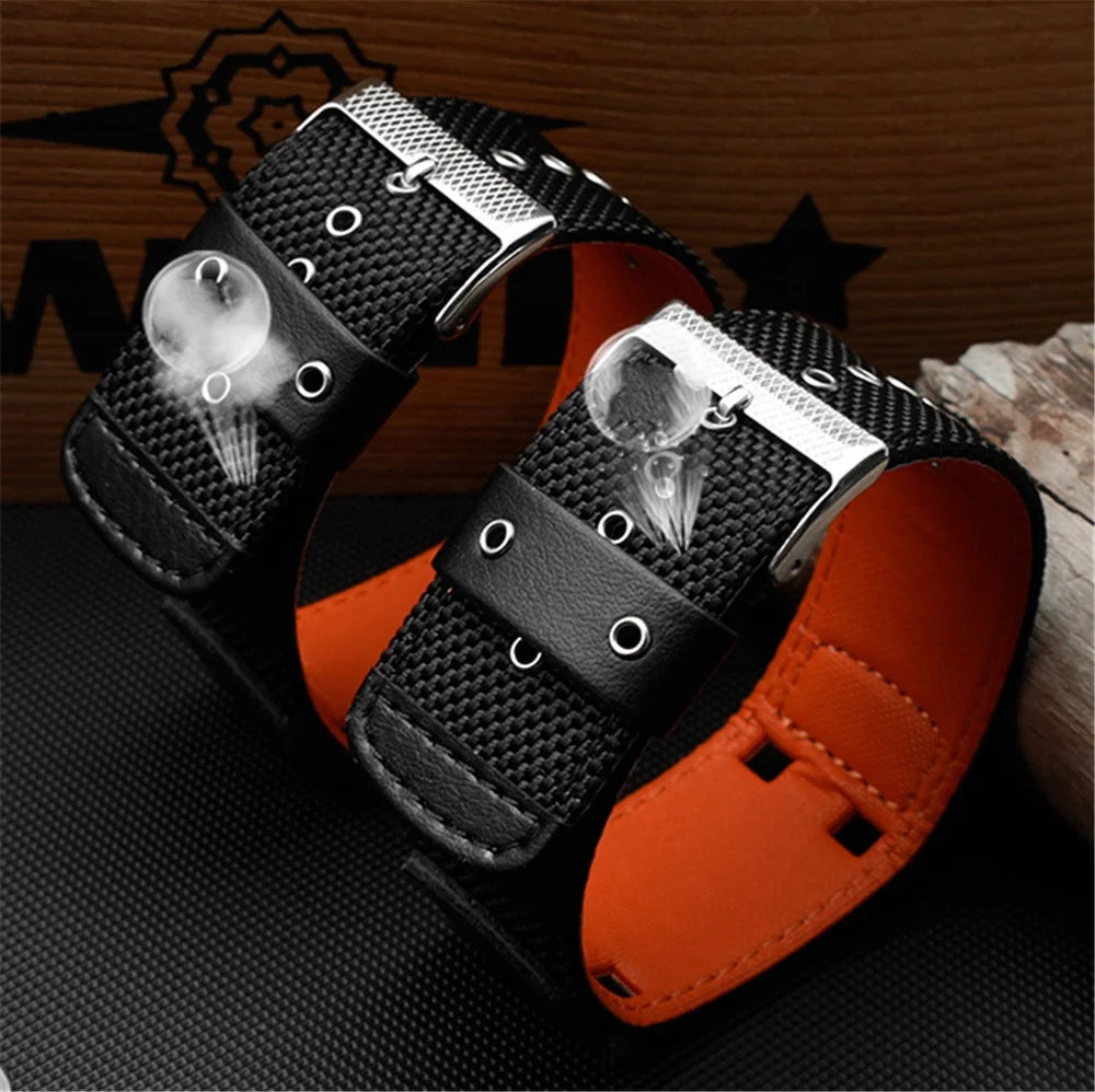 16/18mm Nylon Leather Watch Strap - Classic Quick-Release Band for Daily & Sports Wear