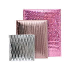 Multicolor Mini Bubble Mailer 4x8 Rose Red Metallic Holographic Laser Bubble Mailers for Cosmetic Packaging