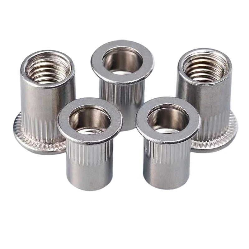 M5 M6 M8 Stainless Steel Flat Head Rivet Nuts Knurled Body Blind Rivet Nut Insert Nutsert Rivtnut Astm For Automotive