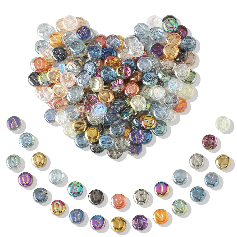10mm Electroplated A-Z Illusion Crystal Letter Beads DIY Jewelry Accessories for Earrings Bracelets Necklaces Made of Glass