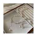Handmade Round Silver Beads Natural Freshwater Pearl Beaded Necklaces 925 Sterling Silver Heart Charm Bracelet Necklaces Jewelry