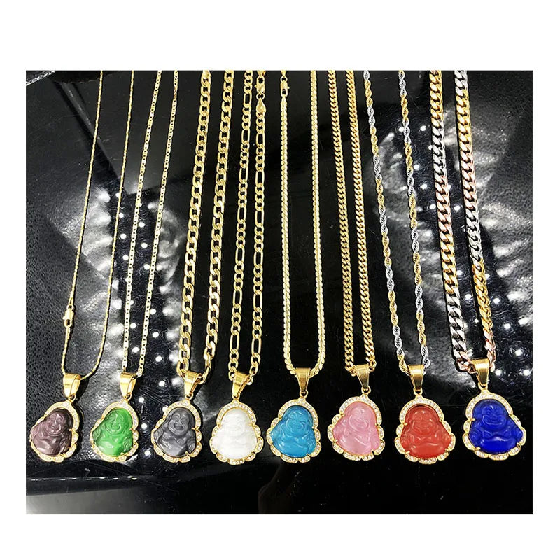 BMZ 2025 New Coming Style Violet Buddha Statue Metal 17 Colors Jade Pendant Green Jade