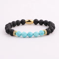 New Design Natural 7 Chakra Stone Beads CZ Pave Spacers Lava Stone Custom Logo Women Men Elastic Bracelet JBS11685