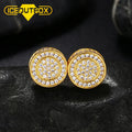 Trendy Hip Hop Jewelry Real Gold Plated Brass Prong AAAAA CZ Diamond Iced Out Vintage Geometric Stud Earrings for Men