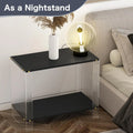 HaiQiwawo Black Rectangle Shape 2-Tier Storage Side Table Narrow Acrylic End Table for Small Spaces for Living Room Nightstand