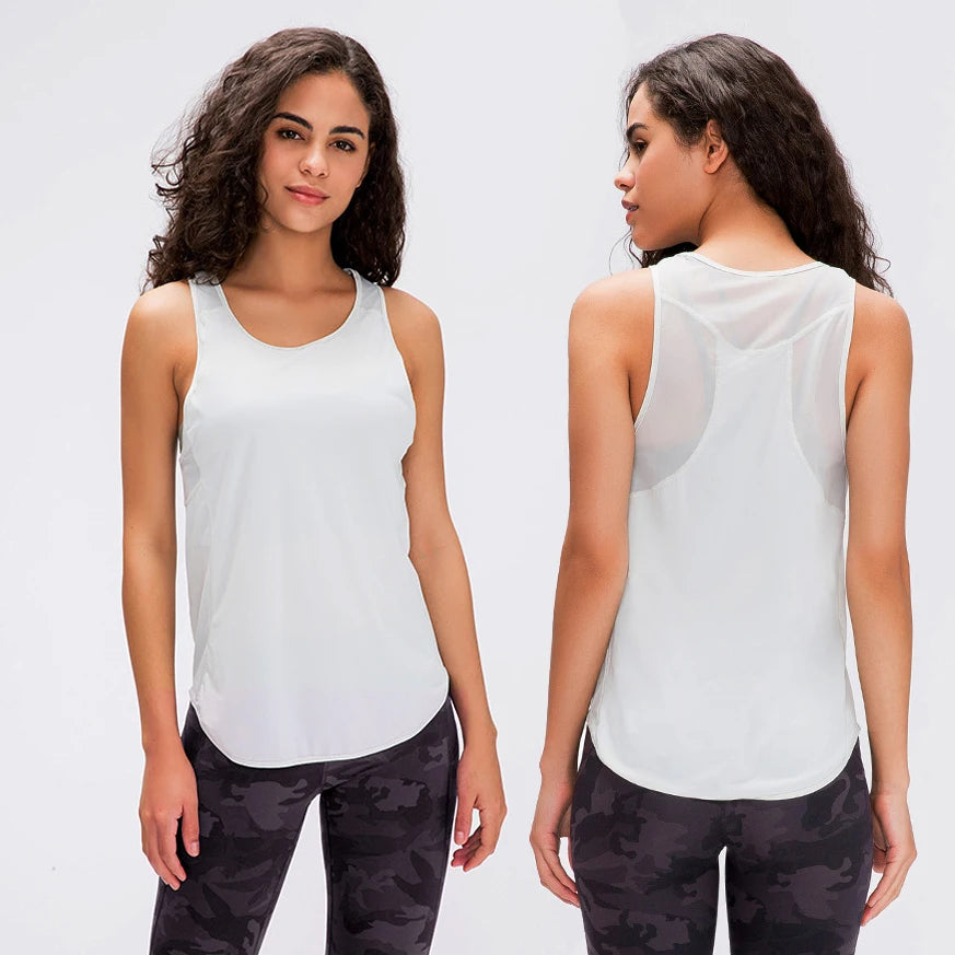 Women's Sleeveless Racerback Tank Tops Workout Vest Loose Fit Ladies T-Shirt Women's Clothing Yoga Tops