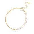 Sterling Silver 925 Double Chain Bracelet Gold Plated Pearl Bracelet Jewelry for Women